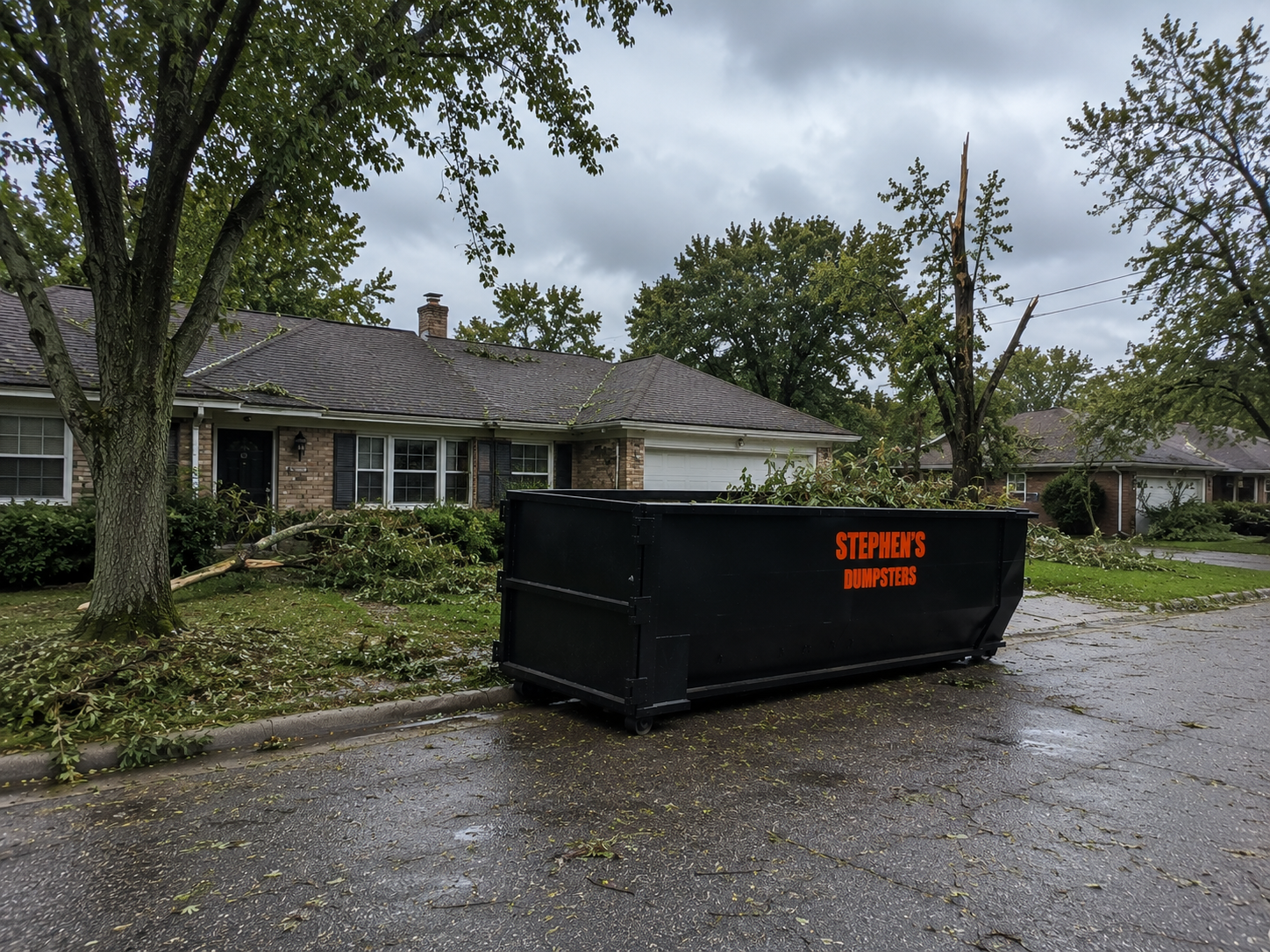 Storm debris cleanup roll-off in the Texas Panhandle