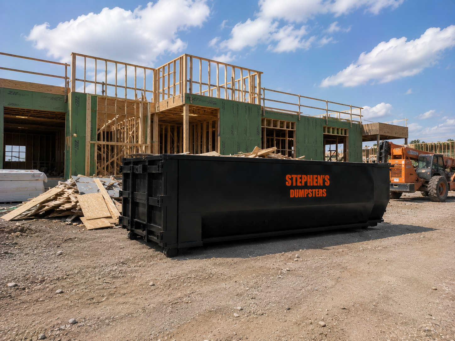 Loaded roll-off dumpster ready for haul-off in the Texas Panhandle