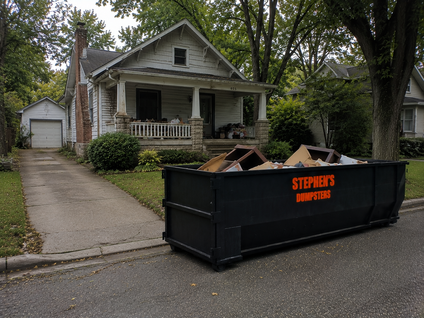 Roll-off dumpster for a home cleanout in Amarillo, TX