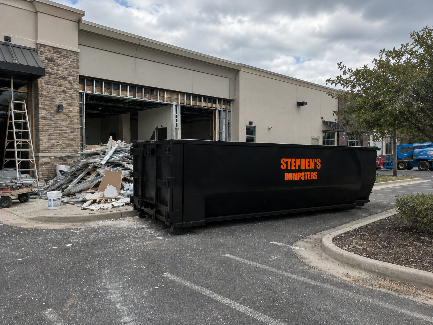 Stephen's Dumpsters roll-off dumpster on a jobsite in Amarillo, TX
