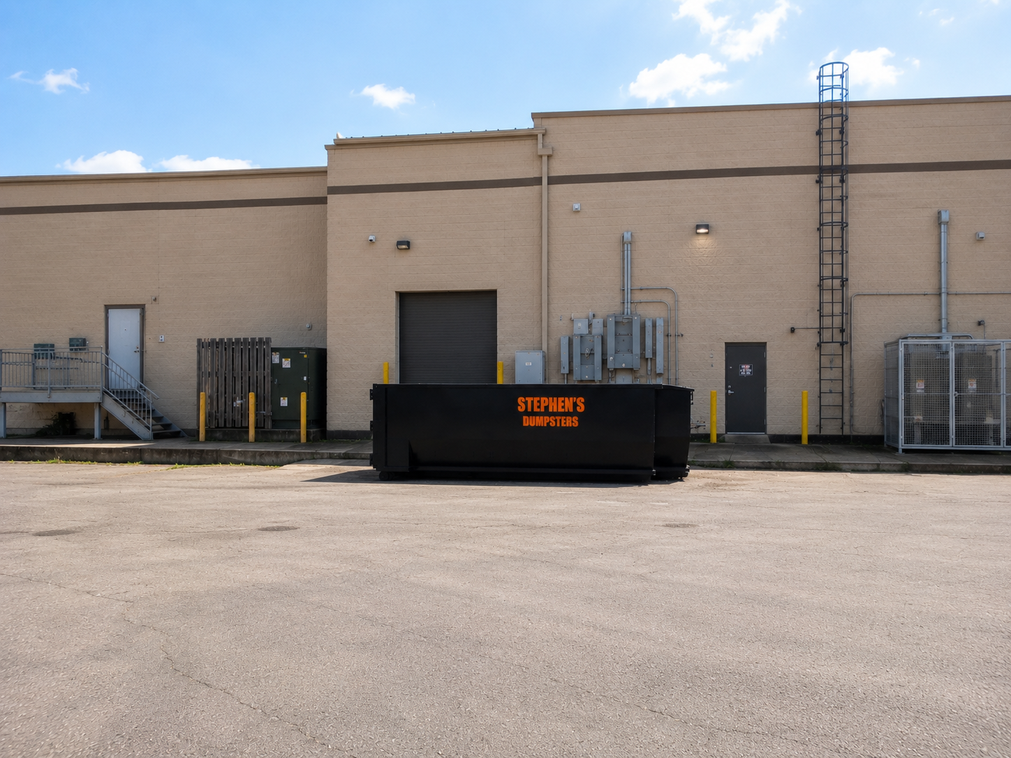 Stephen's Dumpsters roll-off dumpster on a jobsite in Amarillo, TX